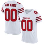 Custom Name Number Personalized Authentic Football Jersey - White Red-Black Mesh Personalized White Red-Black Mesh Authentic