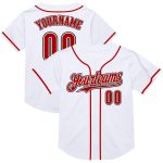 Custom Name Number Personalized Authentic Baseball Jersey Red Black Mesh Throwback White Team Personalized White Red-Black