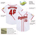 Custom Name Number Personalized Authentic Baseball Jersey Red Black Mesh Throwback White Team Personalized White Red-Black
