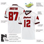 Customizable Football Jersey - Personalized White Red-Black Mesh Authentic Throwback with Name and Number Personalized White