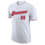 Custom Team Performance T-Shirt with Personalized Name & Number - White Red-Black Personalized White Red-Black Performance