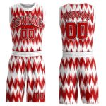 Customizable Basketball Jersey - Red-Black Round Neck Sublimation Suit in White Personalized White Red-Black Round Neck Sublimation