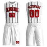 Custom Name Number Sublimation Basketball Jersey Suit - Personalized Round Neck in White, Red, and Black Personalized White