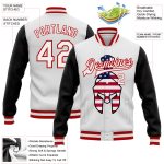 Custom Spartan Logo USA Flag 3D Pattern Bomber Jacket Two Tone Varsity Letterman with Personalized Name and Number Personalized