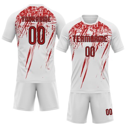 Custom Name and Number Volleyball Jersey - Personalized White Red-Black Splash Sublimation Team Uniform Personalized White
