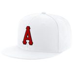 Custom Team Name Number Personalized Snapback Hat Adjustable Red-Black Stitched White Personalized White Red-Black Stitched
