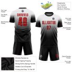 Custom Name and Number Soccer Jersey - Personalized Red and Black Fade Fashion Uniform Personalized White Red-Black Sublimation