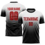 Custom Name and Number Soccer Jersey - Personalized Red and Black Fade Fashion Uniform Personalized White Red-Black Sublimation
