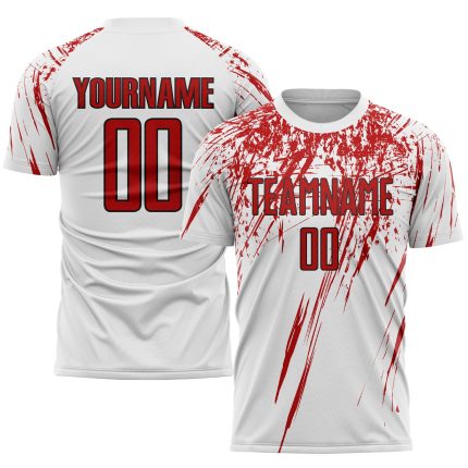 Custom Name and Number Personalized Soccer Jersey - White Red-Black Sublimation Team Uniform Personalized White Red-Black
