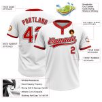 Custom Name and Number Unisex Softball Jersey - Personalized Two-Button in White, Red, and Black Personalized White Red-Black