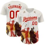 Custom Name and Number International Jazz Day Baseball Jersey - Personalized 3D White Red-Cream Pattern Design Personalized