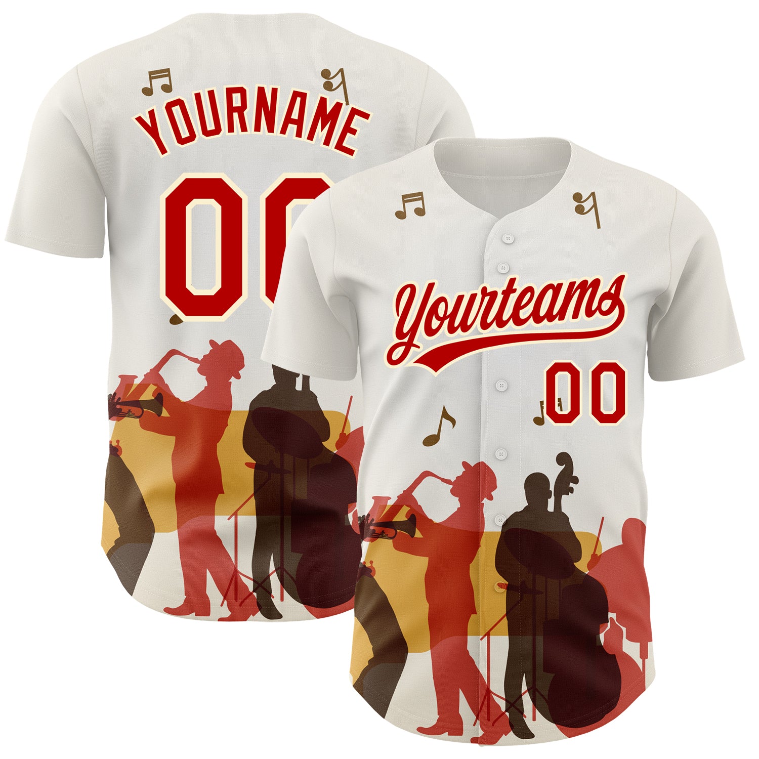 Custom Name and Number International Jazz Day Baseball Jersey - Personalized 3D White Red-Cream Pattern Design Personalized