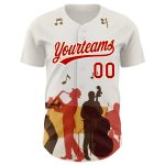 Custom Name and Number International Jazz Day Baseball Jersey - Personalized 3D White Red-Cream Pattern Design Personalized