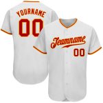 Custom Name and Number Baseball Jersey in White Red-Gold - Authentic Team Jersey Personalized White Red-Gold Authentic Baseball