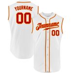 Custom Name and Number Personalized Red-Gold Sleeveless Baseball Jersey - Authentic Team Apparel Personalized White Red-Gold