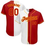 Custom Name Number Personalized Authentic Red-Gold White Baseball Jersey Split Fashion Team Personalized White Red-Gold Authentic