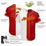 Custom Name Number Personalized Authentic Red-Gold White Baseball Jersey Split Fashion Team Personalized White Red-Gold Authentic