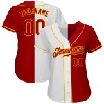 Custom Name Number Personalized Authentic Red-Gold White Baseball Jersey Split Fashion Team Personalized White Red-Gold Authentic