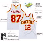 Personalized Red-Gold Authentic Basketball Jersey - White Throwback Style Personalized White Red-Gold Authentic Throwback