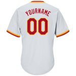 Custom Team Name Number Red-Gold Throwback Baseball Jersey Shirt Personalized Rib-Knit Design Personalized White Red-Gold