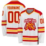 Custom Red Gold Hockey Jersey - Personalized White Design for Sports Fans Personalized White Red-Gold Hockey Jersey