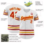 Custom Authentic Baseball Jersey with Personalized Name and Number, White Red-Gold Line Design Personalized White Red-Gold