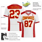 Personalized Red-Gold Mesh Football Jersey - Authentic Custom Team Apparel Personalized White Red-Gold Mesh Authentic Football