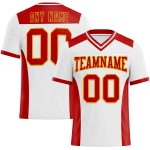 Personalized Red-Gold Mesh Football Jersey - Authentic Custom Team Apparel Personalized White Red-Gold Mesh Authentic Football