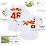 Custom Personalized Red Gold Mesh Baseball Jersey with Name and Number - Authentic Throwback Team Style Personalized White