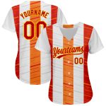 Custom Name Number 3D Pattern Baseball Jersey - Personalized White Red Gold-Orange Design Authentic Team Apparel Personalized