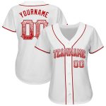 Custom Name and Number Personalized Baseball Jersey in White Red-Gray Authentic Drift Fashion Personalized White Red-Gray