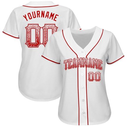 Custom Name and Number Personalized Baseball Jersey in White Red-Gray Authentic Drift Fashion Personalized White Red-Gray
