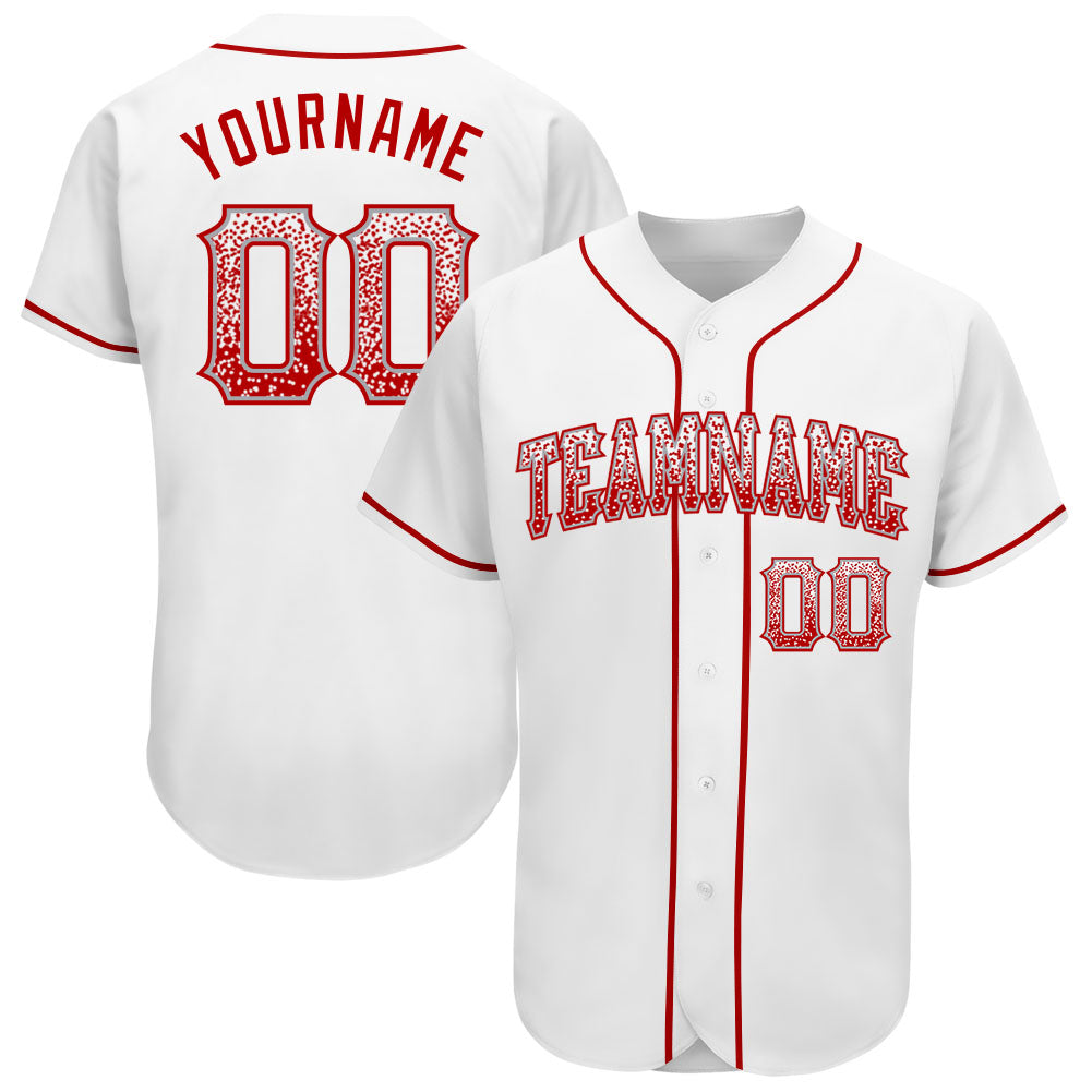 Custom Name and Number Personalized Baseball Jersey in White Red-Gray Authentic Drift Fashion Personalized White Red-Gray