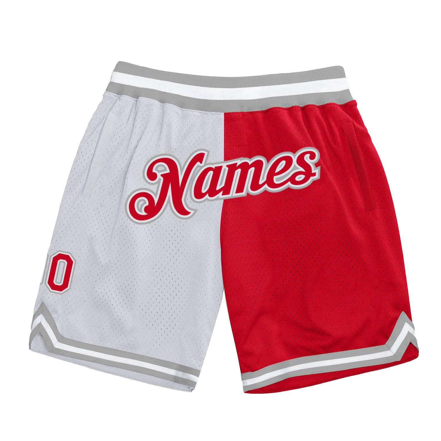 Custom Name Number Basketball Shorts Authentic Throwback Split Design White Red Gray Fashion Team Personalized White Red-Gray