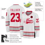 Custom Name and Number Personalized Hockey Jersey in White Red-Gray Design Personalized White Red-Gray Hockey Jersey Team