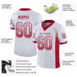 Custom Personalized Football Jersey Red Gray Mesh Drift Style with Name and Number - Team Apparel Personalized White Red-Gray