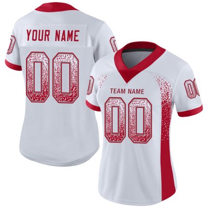 Custom Personalized Football Jersey Red Gray Mesh Drift Style with Name and Number - Team Apparel Personalized White Red-Gray