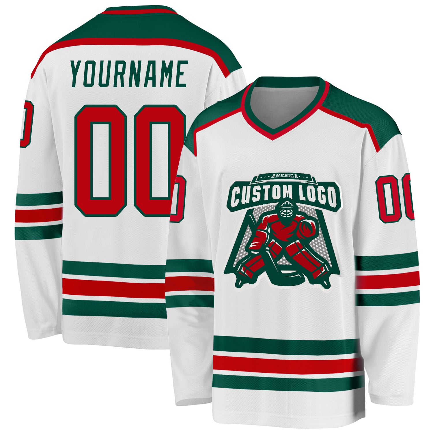 Custom Red-Green White Hockey Jersey for Men and Women - Personalized Sports Jersey Personalized White Red-Green Hockey Jersey