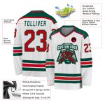 Custom Red-Green White Hockey Jersey for Men and Women - Personalized Sports Jersey Personalized White Red-Green Hockey Jersey