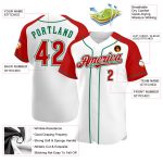 Custom Name and Number Baseball Jersey - Personalized Red and Kelly Green Authentic Raglan Sleeves Personalized White Red-Kelly