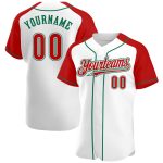 Custom Name and Number Baseball Jersey - Personalized Red and Kelly Green Authentic Raglan Sleeves Personalized White Red-Kelly