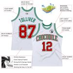 Custom Personalized Throwback Basketball Jersey - White Red-Kelly Green with Name and Number Personalized White Red-Kelly