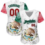 Custom Mexican Flag Baseball Jersey - Personalized Team Name & Number in White, Red, Kelly Green, and Black Personalized