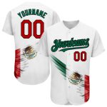 Personalized 3D Mexican Flag Baseball Jersey - Custom Name & Number - Red, Green & Black Abstract Wing Design Personalized