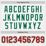 Custom Team Varsity Bomber Jacket with Personalized Name and Number - White Red Kelly Green Full-Snap Letterman Style Personalized