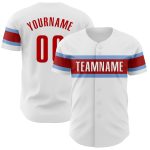 Personalized Authentic Baseball Jersey in White Red-Light Blue - Custom Team Apparel Personalized White Red-Light Blue Authentic