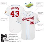 Custom Authentic Baseball Jersey Personalized with Name & Number in White, Red, and Blue Personalized White Red-Light Blue