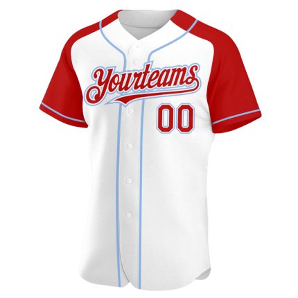 Custom Name and Number Baseball Jersey - Personalized Authentic Red-Light Blue Raglan Sleeves Personalized White Red-Light
