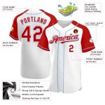 Custom Name and Number Baseball Jersey - Personalized Authentic Red-Light Blue Raglan Sleeves Personalized White Red-Light
