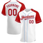 Custom Name and Number Baseball Jersey - Personalized Authentic Red-Light Blue Raglan Sleeves Personalized White Red-Light